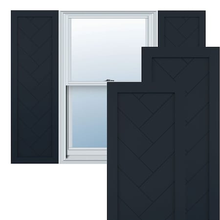 EKENA MILLWORK PVC Single Panel Herringbone Modern Style Fixed Mount Shutters Starless Night Blue, 15"W x 25"H TFP001HB15X025OB